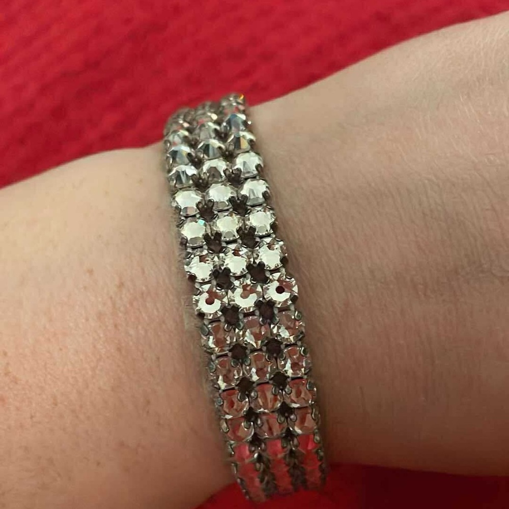Swarovski Silver Three-Row Crystal Bracelet